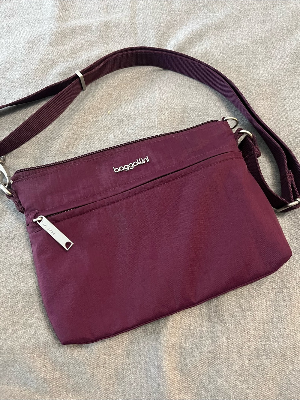 Baggallini Plum Zip-Front Crossbody Bag
